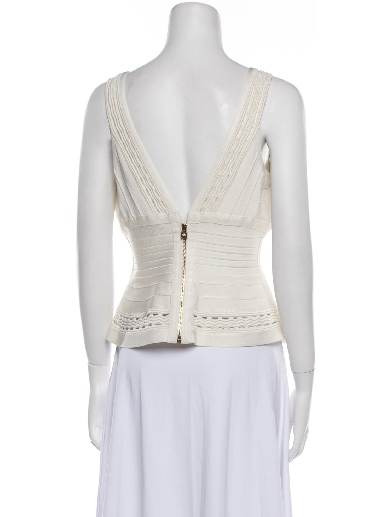Herve Leger V-Neck Sleeveless Top